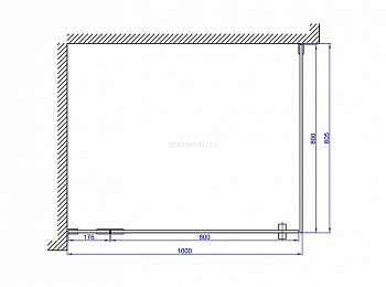 Душевая перегородка угловая прямоугольная с матовым стеклом и распашной дверью №27