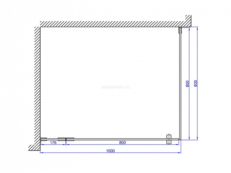 Душевая перегородка угловая прямоугольная с матовым стеклом и распашной дверью №27 слайд 5