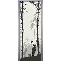 Дверь Силуэт оленей и птиц в сосновом лесу D_726016939 слайд 1
