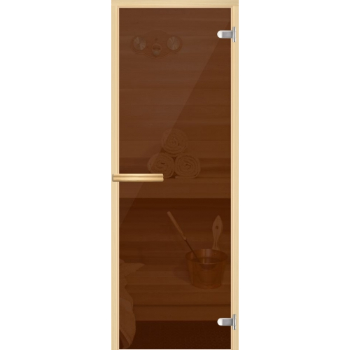 Дверь для сауны "НОРМА" бронзовая, липа, 8 мм 790*1990 слайд 1