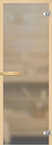 Дверь для сауны "НОРМА" прозрачная с матированием, липа, 8 мм 690*1790 слайд 1