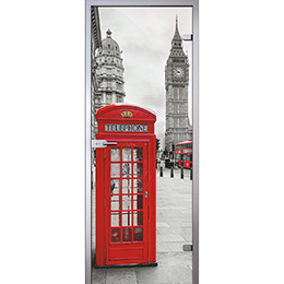 Дверь Красная будка в Лондоне на черно-белом фоне D_1008479932 слайд 1
