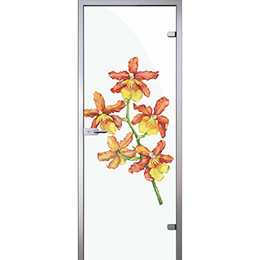 Дверь Цветущая оранжевая орхидея акварель D_1021706494 слайд 1