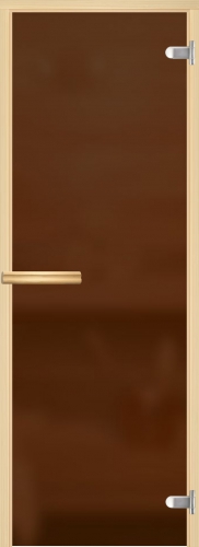 Дверь для сауны "НОРМА" бронзовая с матированием, липа, 8 мм 590*1790 слайд 1
