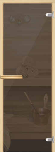 Дверь для сауны "НОРМА" серая, липа, 8 мм 690*1990 слайд 1