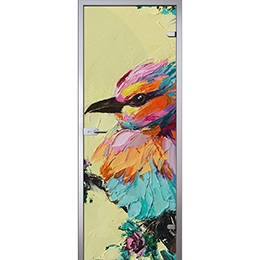 Дверь Красочная птица рядом с цветами масло холст D_668198344 слайд 1