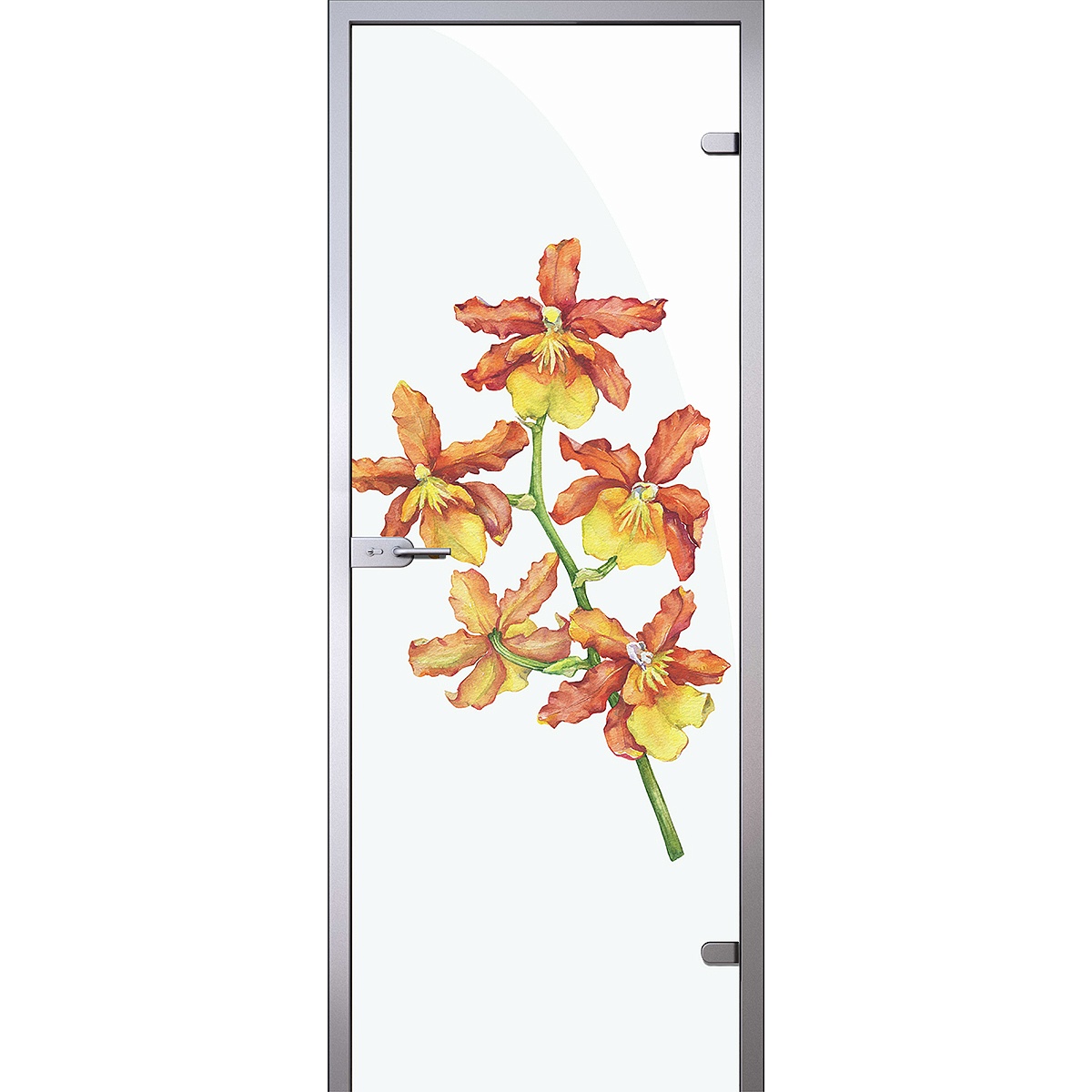 Дверь Цветущая оранжевая орхидея акварель D_1021706494 превью слайда 1