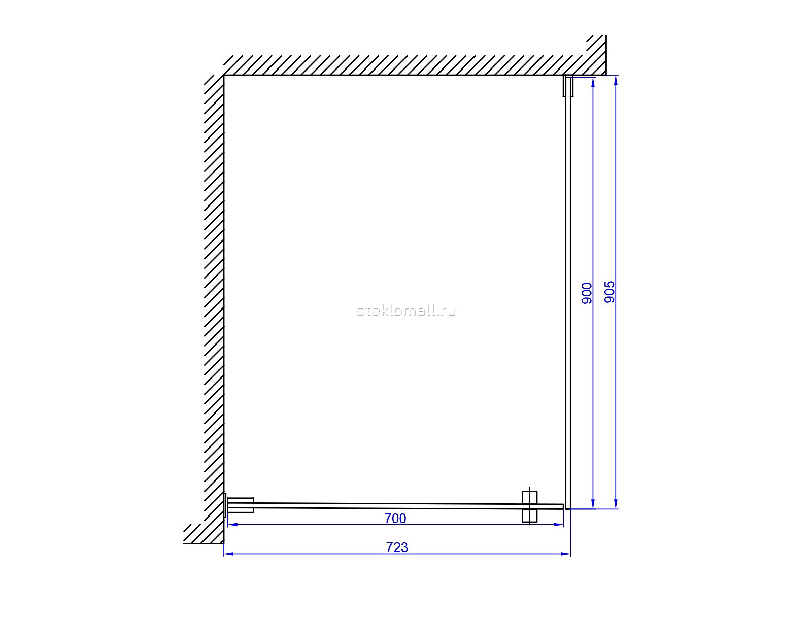 Душевая перегородка угловая прямоугольная с матовым стеклом и распашной дверью №29 превью слайда 5