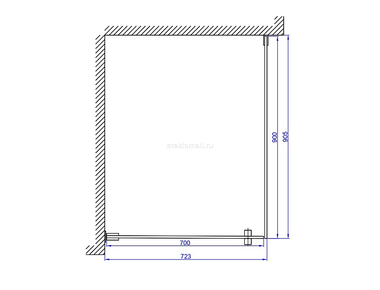 Душевая перегородка угловая прямоугольная с матовым стеклом и распашной дверью №29 слайд 5