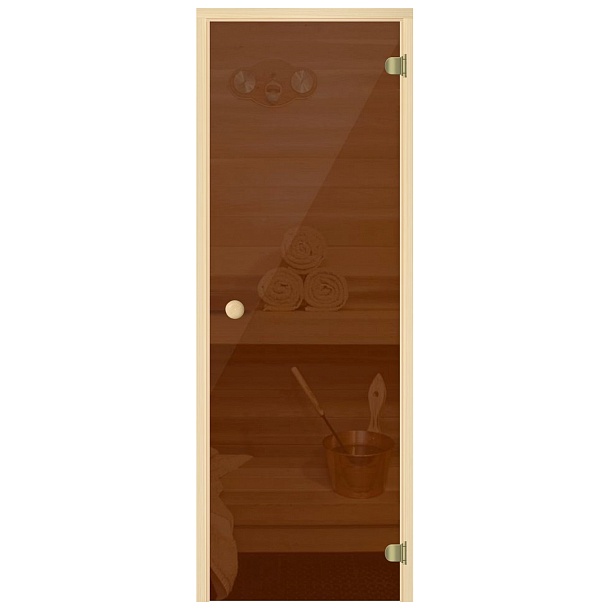 Дверь для саун "ЭКОНОМ" бронзовая, осина, 6 мм 690*1890 слайд 1