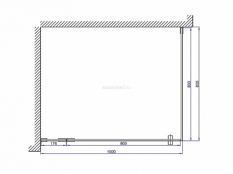 Душевая перегородка угловая прямоугольная с матовым стеклом и распашной дверью №27 превью слайда 5