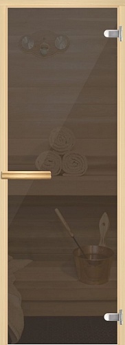 Дверь для сауны "НОРМА" серая, липа, 8 мм 590*1790 превью слайда 1