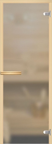 Дверь для сауны "НОРМА" прозрачная с матированием, липа, 8 мм 790*1990 превью слайда 1