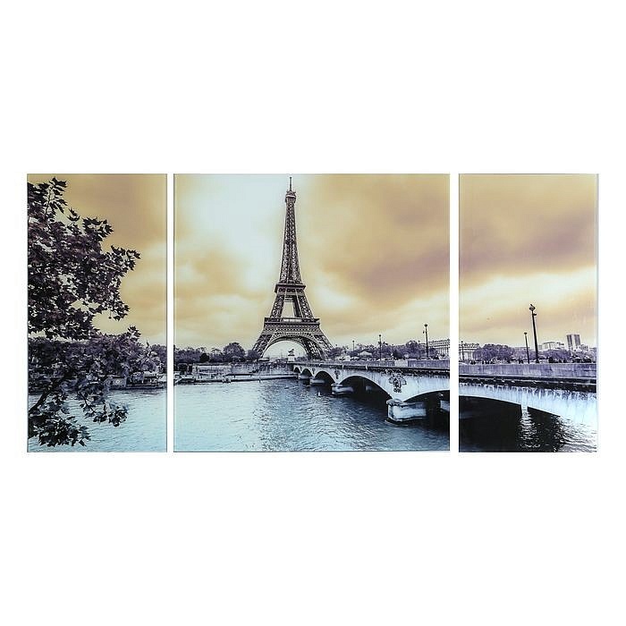 Модульная картина на стекле – Париж превью слайда 1