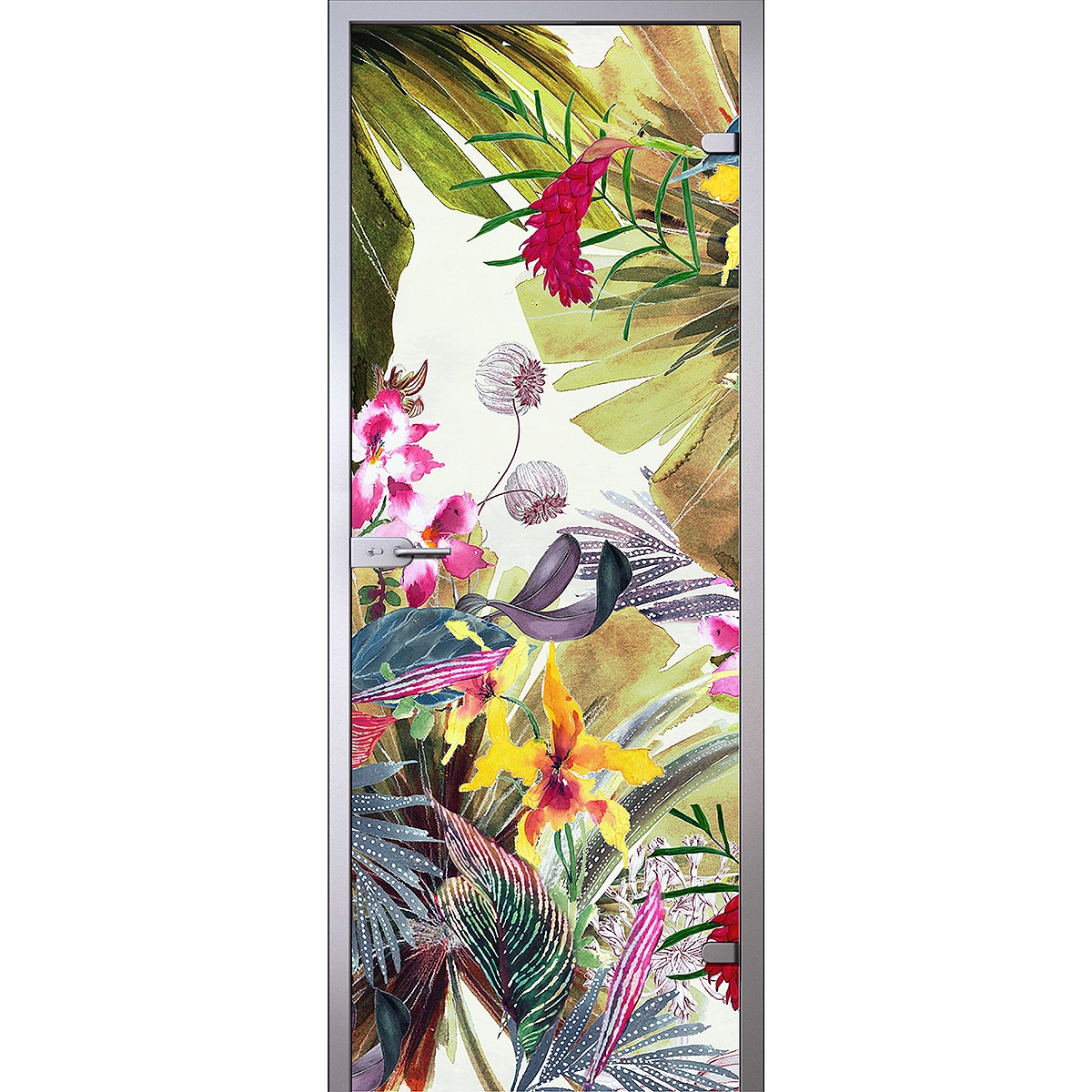Дверь Экзотические тропические цветы D_759735559 превью слайда 1