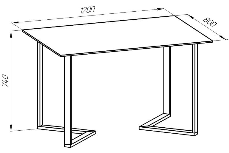 Стеклянный прозрачный стол 1200х800 мм на черных опорах слайд 4