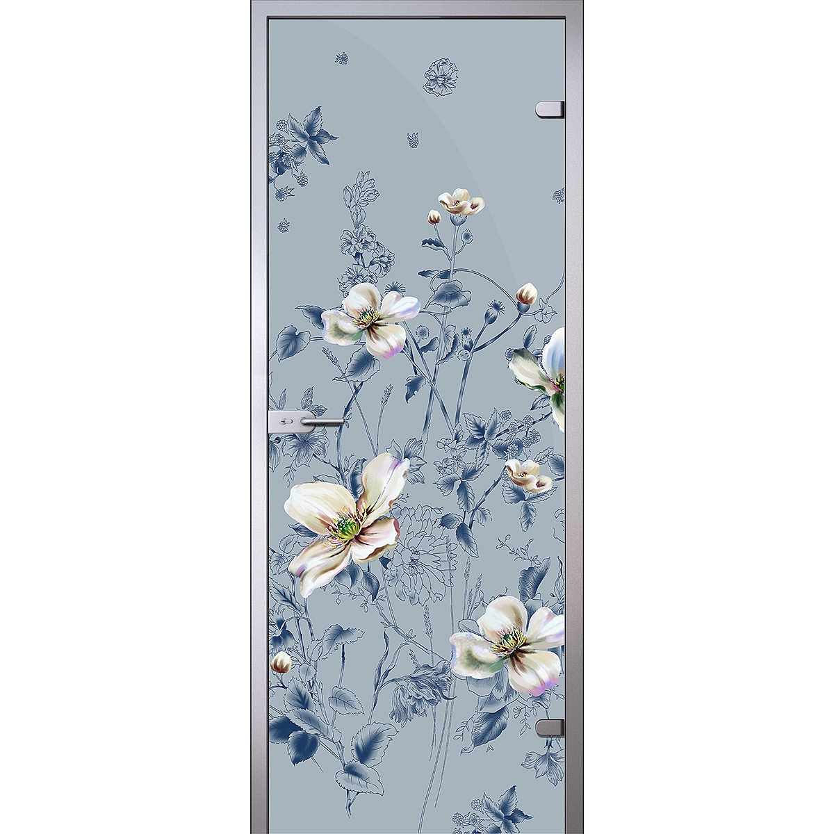 Дверь Элегантные цветы и листья арт-дизайн D_1038976228 превью слайда 1