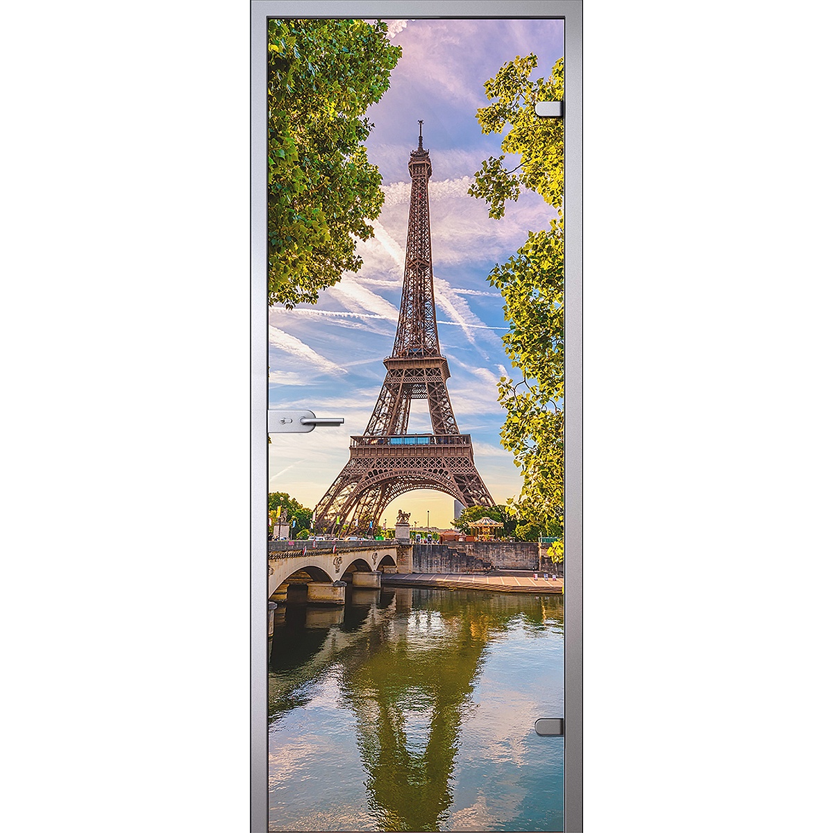 Дверь Эйфелева башня и река Сена в Париже D_1048826999 превью слайда 1