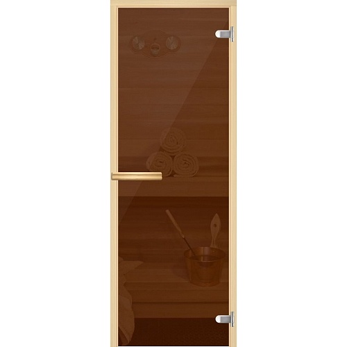 Дверь для сауны "НОРМА" бронзовая, осина, 8 мм 690*1890 превью слайда 1