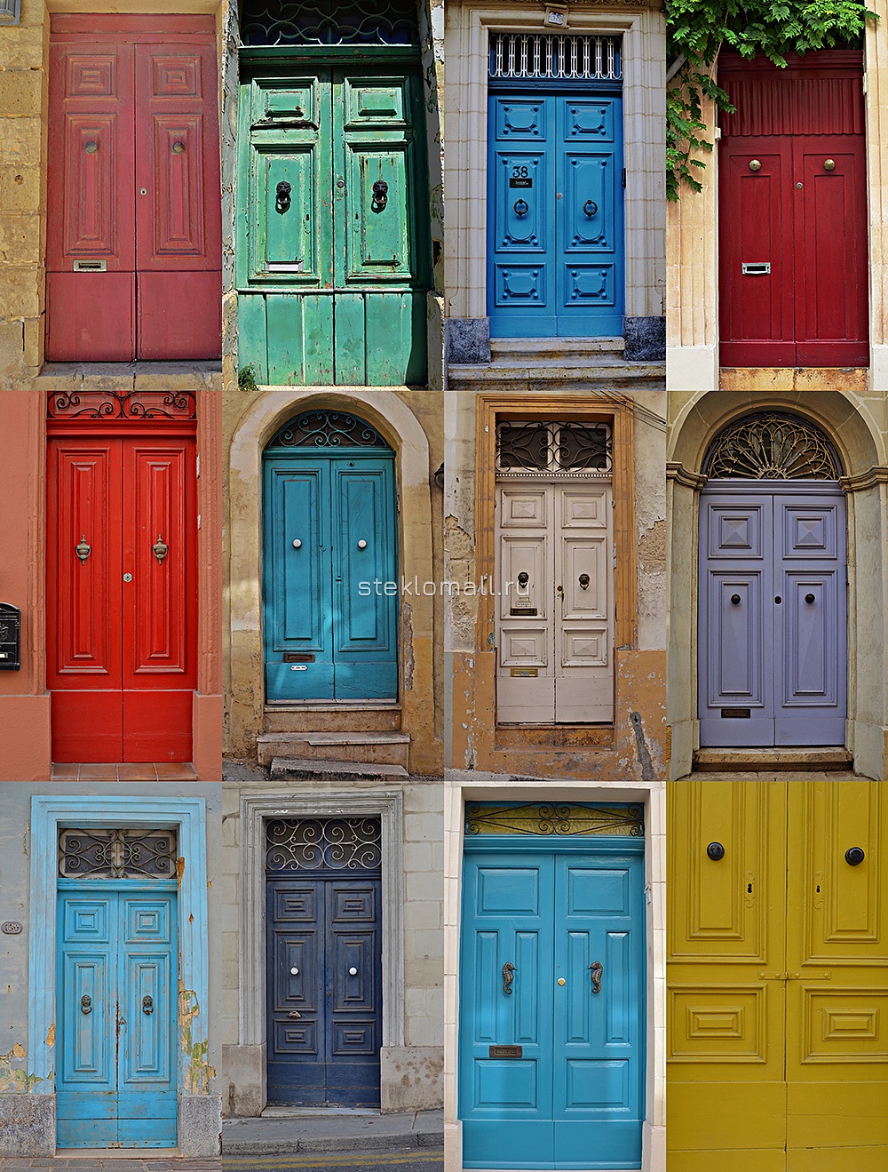 Дверь Коллаж из разноцветных мальтийских дверей D_742449271 превью слайда 2