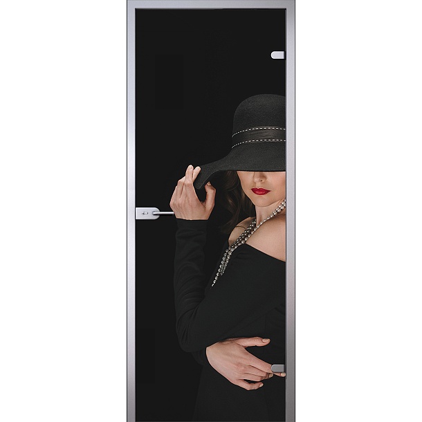 Дверь Элегантная женщина в черном D_1132434806 слайд 1
