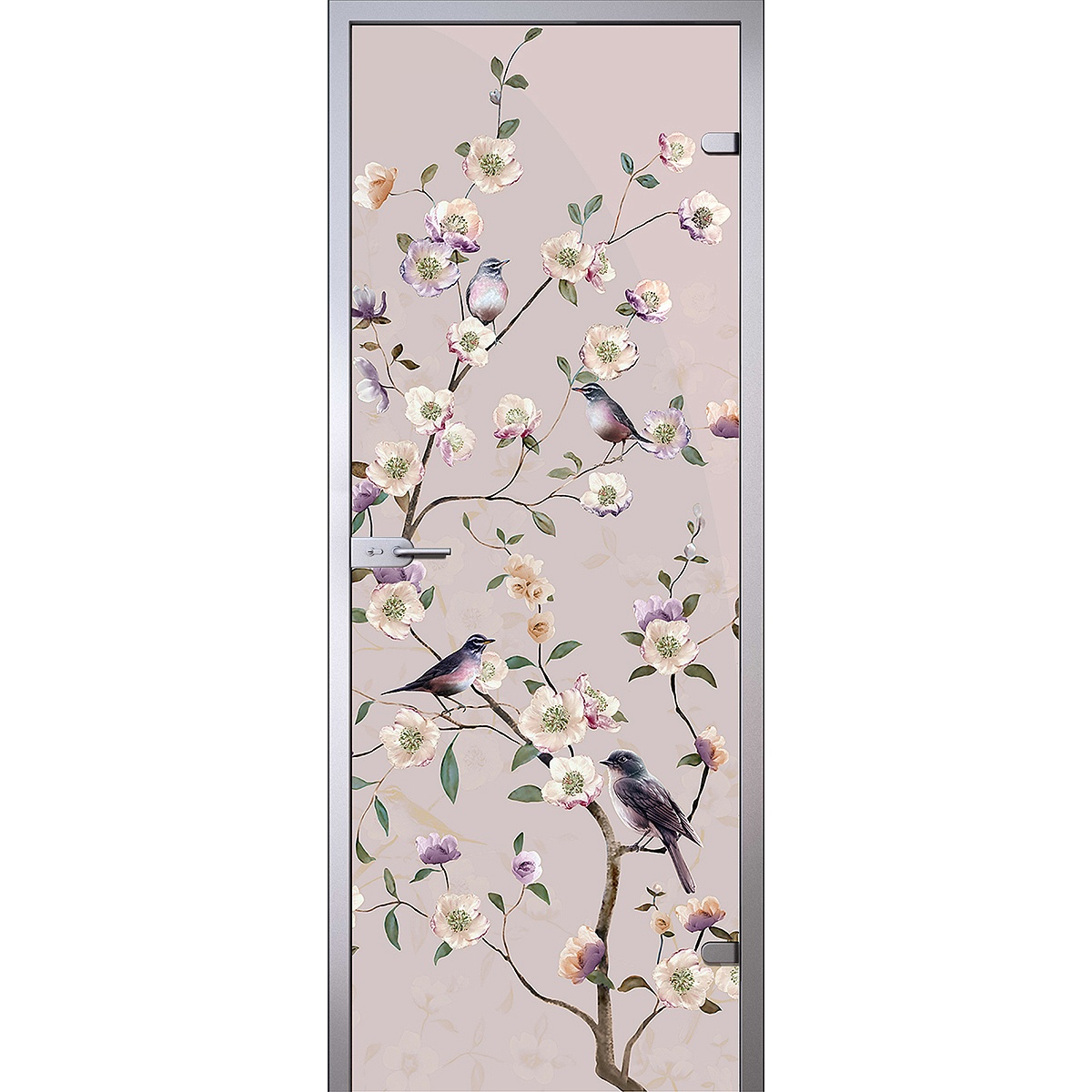 Дверь Птицы на цветущем дереве D_744023719 превью слайда 1